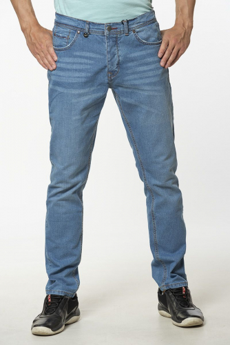 Зауженные джинсы с заломами голубого цвета - Pull & Bear