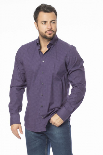 Фиолетовая рубашка с геометрическим рисунком MODERN FIT - Lerros