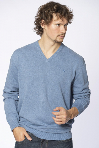 Голубой пуловер из хлопка с логотипом - Lerros