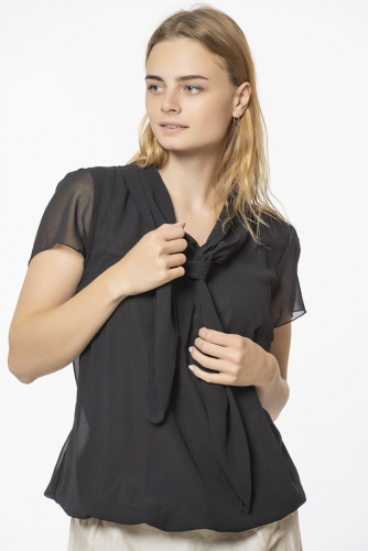 Прозрачная блузка на резинке с бантом - Rinascimento