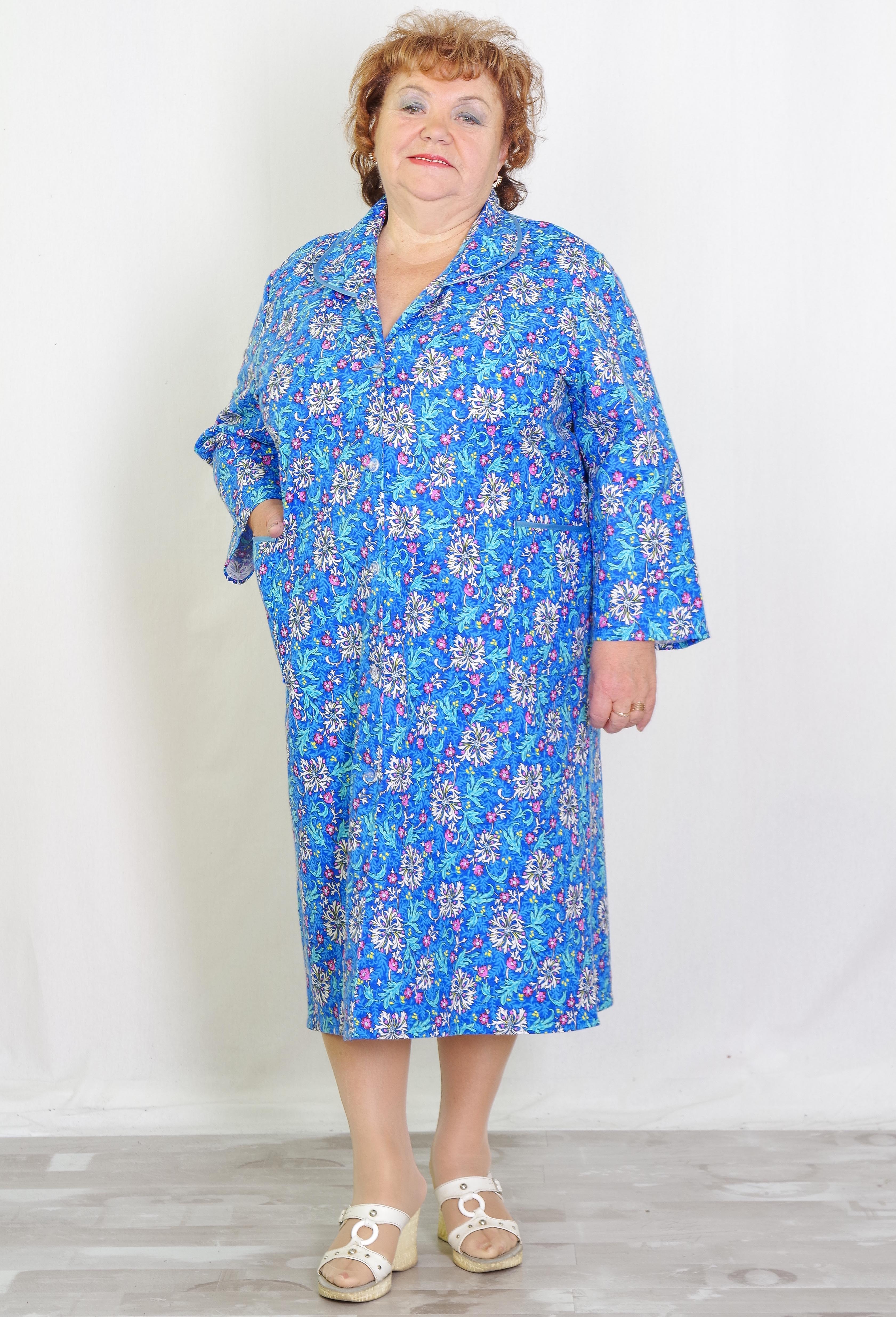 Халат на пуговицах 5xl, фланель (цвета в ассортименте). Палитра
