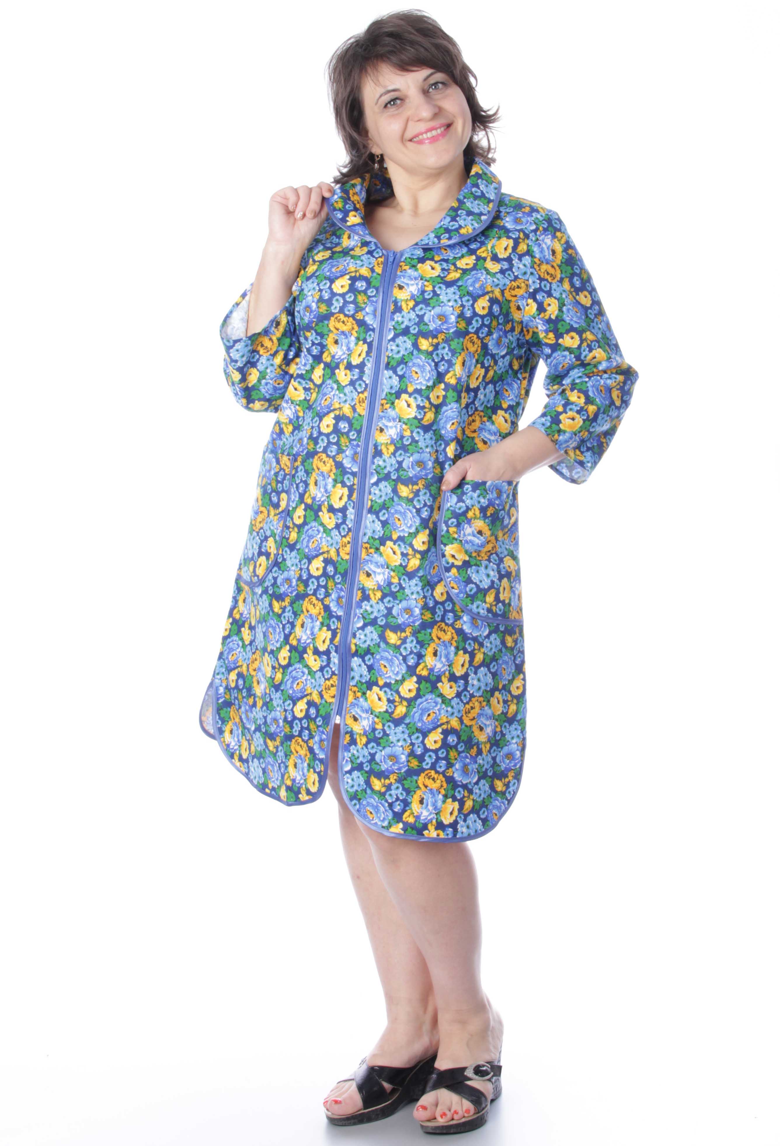 Халат на молнии, фланель (цвета в ассортименте)