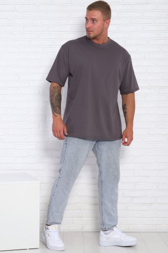 Футболка однотонная, 5xl (серый)