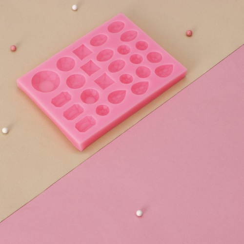 Молд Доляна «Драгоценные камни», силикон, 13,4×9,8 см, цвет розовый