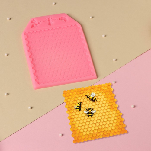 Молд Доляна «Пчелиные соты», силикон, 17×12,5×0,5 см, цвет МИКС