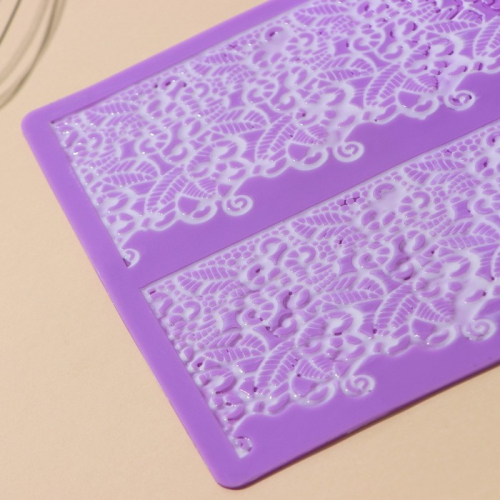 Коврик для айсинга Доляна «Природная красота», силикон, 2 полосы, 38,4×19,2 см, цвет фиолетовый