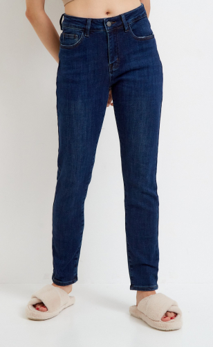 Джинсы утепленные женские Slim Fit F122-0126W d.blue