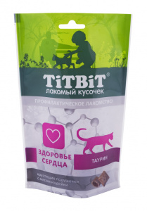TiTBiT Хрустящие подушечки для кошек, с мясом индейки для здоровья сердца, 60 г