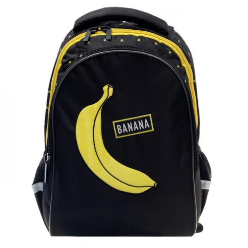Рюкзак школьный, 40 х 26 х 19 см, эргономичная спинка, Hatber Sreet, Banana чёрный/жёлтый NRk_77087