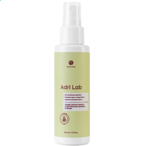 Тоник для волос Adri Lab против перхоти с экстрактами шалфея и хмеля, ADRICOCO, 100 мл