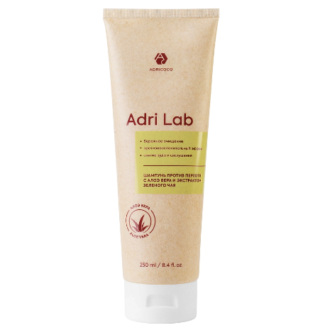 Шампунь для волос Adri Lab против перхоти с алоэ вера и зеленым чаем ADRICOCO 250 мл