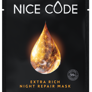 Тканевая маска для ночного обновления кожи Nice Code Night repair с маслом амлы, расторопши, граната, камелии, растительными экстрактами родиолы розовой и апельсина