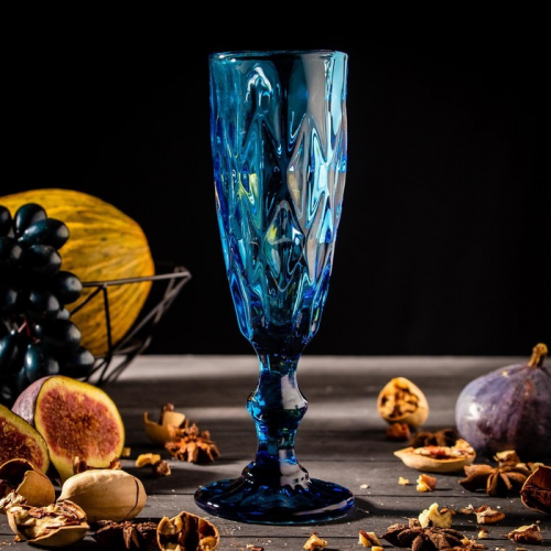 Бокал стеклянный для шампанского Magistro «Круиз», 160 мл, 7×20 см, цвет синий