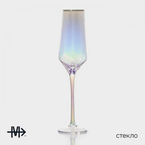 Набор бокалов стеклянных для шампанского Magistro «Дарио», 180 мл, 7×27,5 см, 6 шт, цвет перламутровый