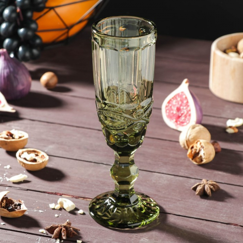 Набор бокалов стеклянных для шампанского Magistro «Ла-Манш», 160 мл, 7×20 см, 6 шт, цвет зелёный