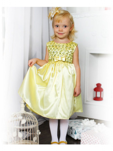 Желтое нарядное платье для девочки 76423-ДН15