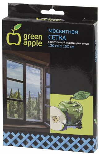 Москитная сетка для окон 130х150 см (сетка+крепежная лента) Green Apple