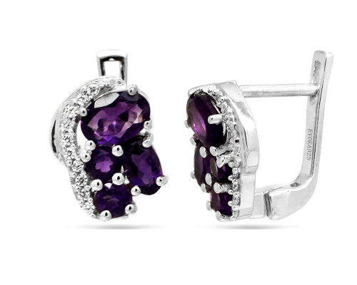 Серьги из серебра аметист, Джанис