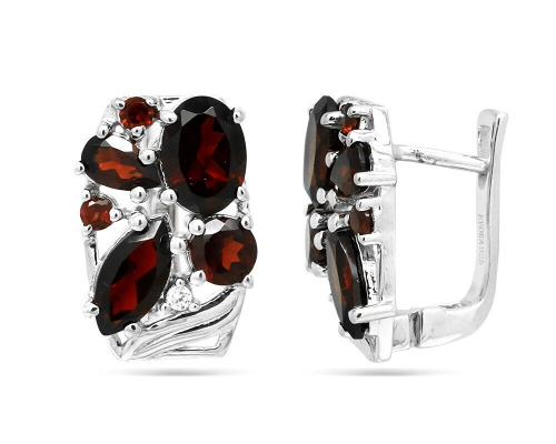 Серьги из серебра гранат, Венеция