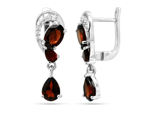 Серьги из серебра гранат, Эстет