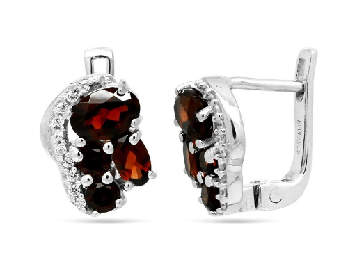 Серьги из серебра гранат, Джанис