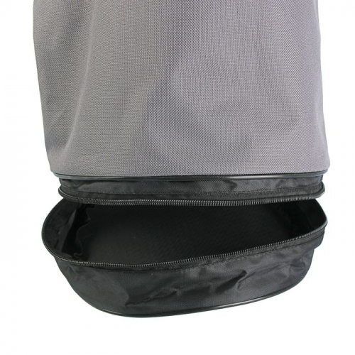 Мешок для обуви и мячей 410 х 335 мм, круглое дно, дополнительное отделение на молнии, сДС-6, (полиэстер плотность 420D), серо-чёрная