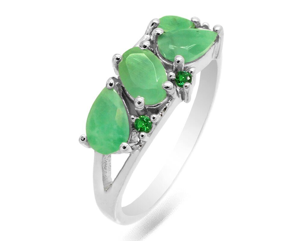 Кольцо из серебра изумруд берилл, наноизумруд, Лиана