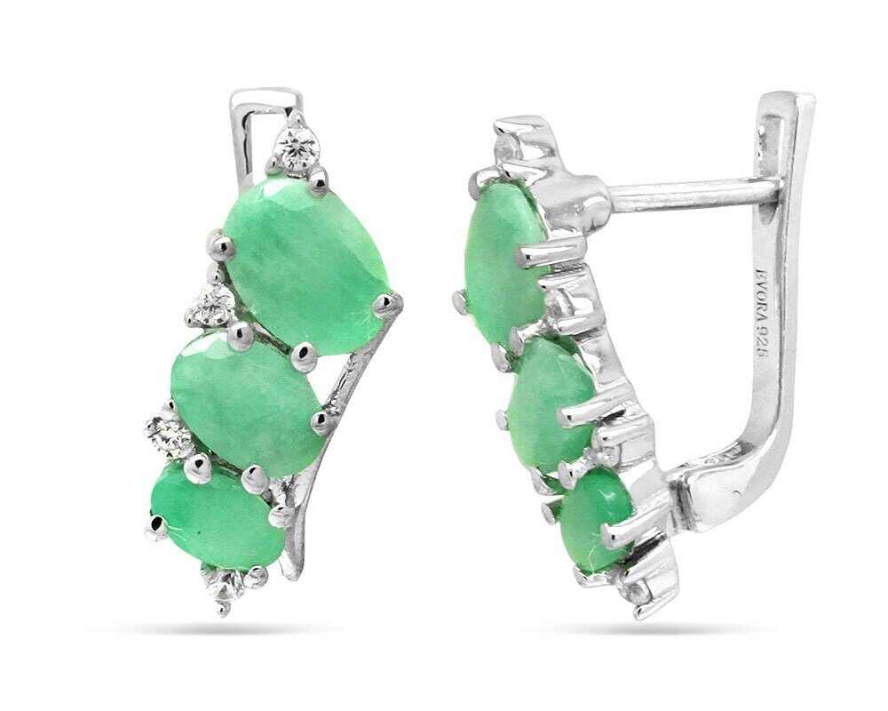 Серьги из серебра изумруд берилл, Амичи