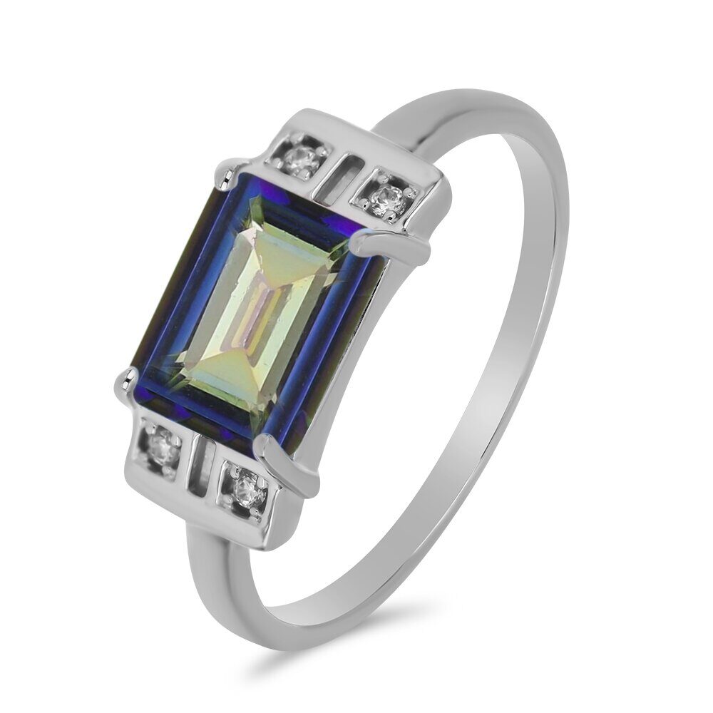 Кольцо из серебра мистик кварц синий, Эстель2