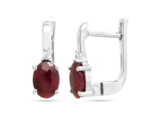 Серьги из серебра рубин корунд, Мария
