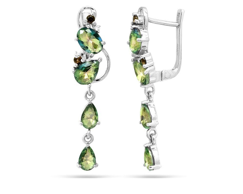 Серьги из серебра мистик кварц синий, Мальта