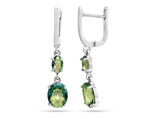 Серьги из серебра мистик кварц синий, Вивьен