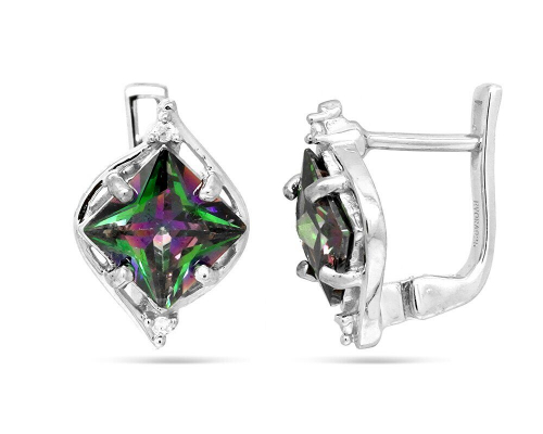 Серьги из серебра мистик кварц, Гликерия