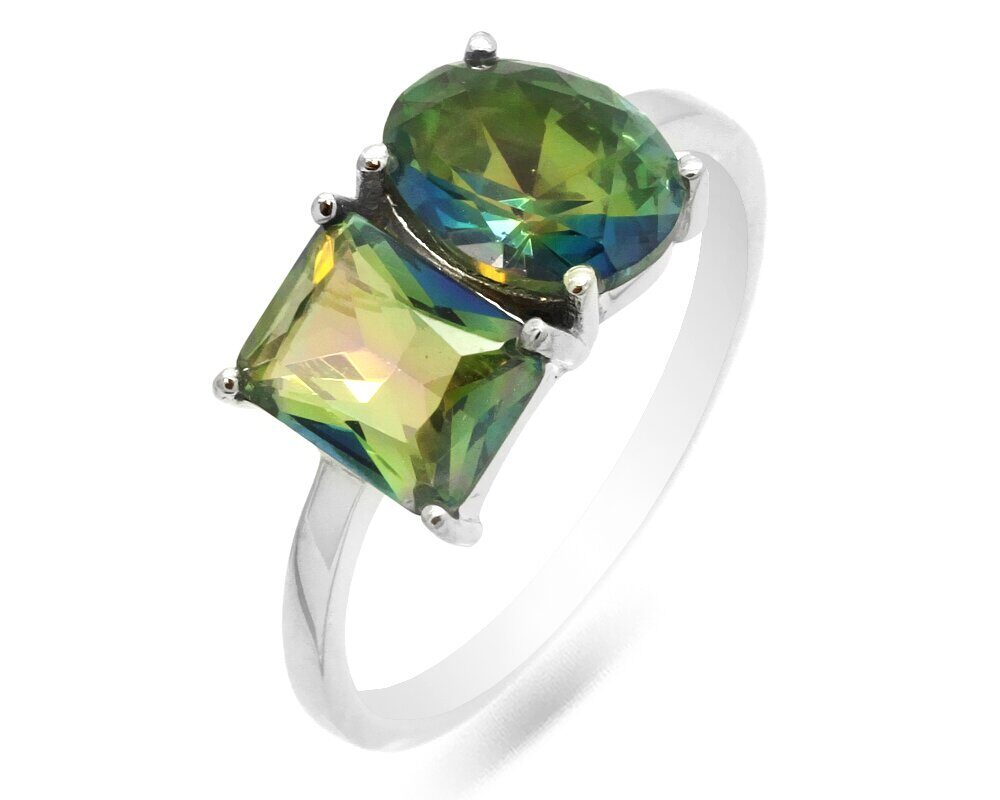 Кольцо из серебра мистик кварц синий, Авангард