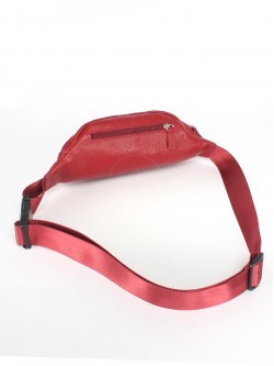 Сумка женская натуральная кожа (на пояс) Croco-856, 1 отд, красный флотер (113) 247018