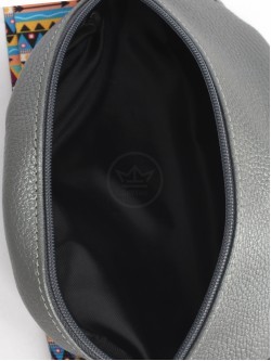Сумка женская натуральная кожа (на пояс) Croco-856, 1 отд, серый металлик (230) 246905