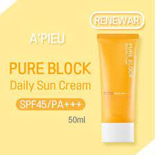АКЦИЯ! ст. цена 782р!Солнцезащитный крем для лица A'PIEU Pure Block Daily Sun Cream SPF45 PA+++