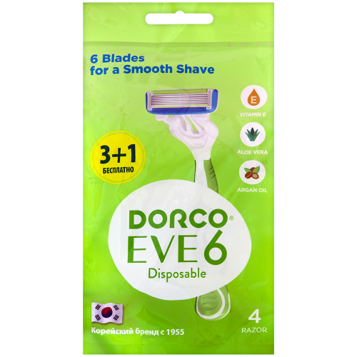 Станок для бритья для ЖЕНЩИН с несъемной головкой DORCO EVE/SHAI Vanilla-6 (4 шт.), SXA 300-(3+1)P