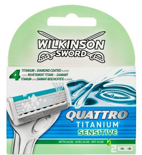 Кассеты для бритвы Schick (Wilkinson Sword) QUATTRO Titanium/ Titanium Sensitive (2шт)