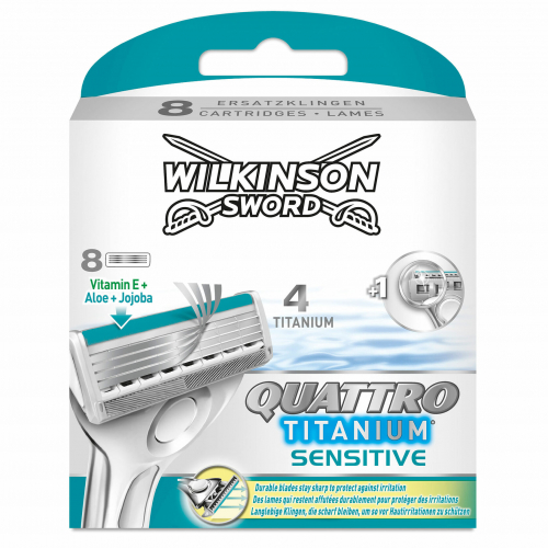 Кассеты для бритвы Schick (Wilkinson Sword) QUATTRO Titanium/ Titanium Sensitive (8шт)