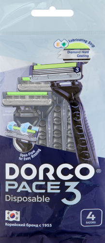 Станок для бритья одноразовый DORCO PACE-3 TRC-200/TRA 200 (4 шт.), TRC 200-4P