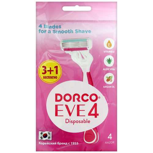 Станок для бритья для ЖЕНЩИН с несъемной головкой DORCO EVE/SHAI Vanilla-4 (4 шт.), FRA 200-(3+1)P