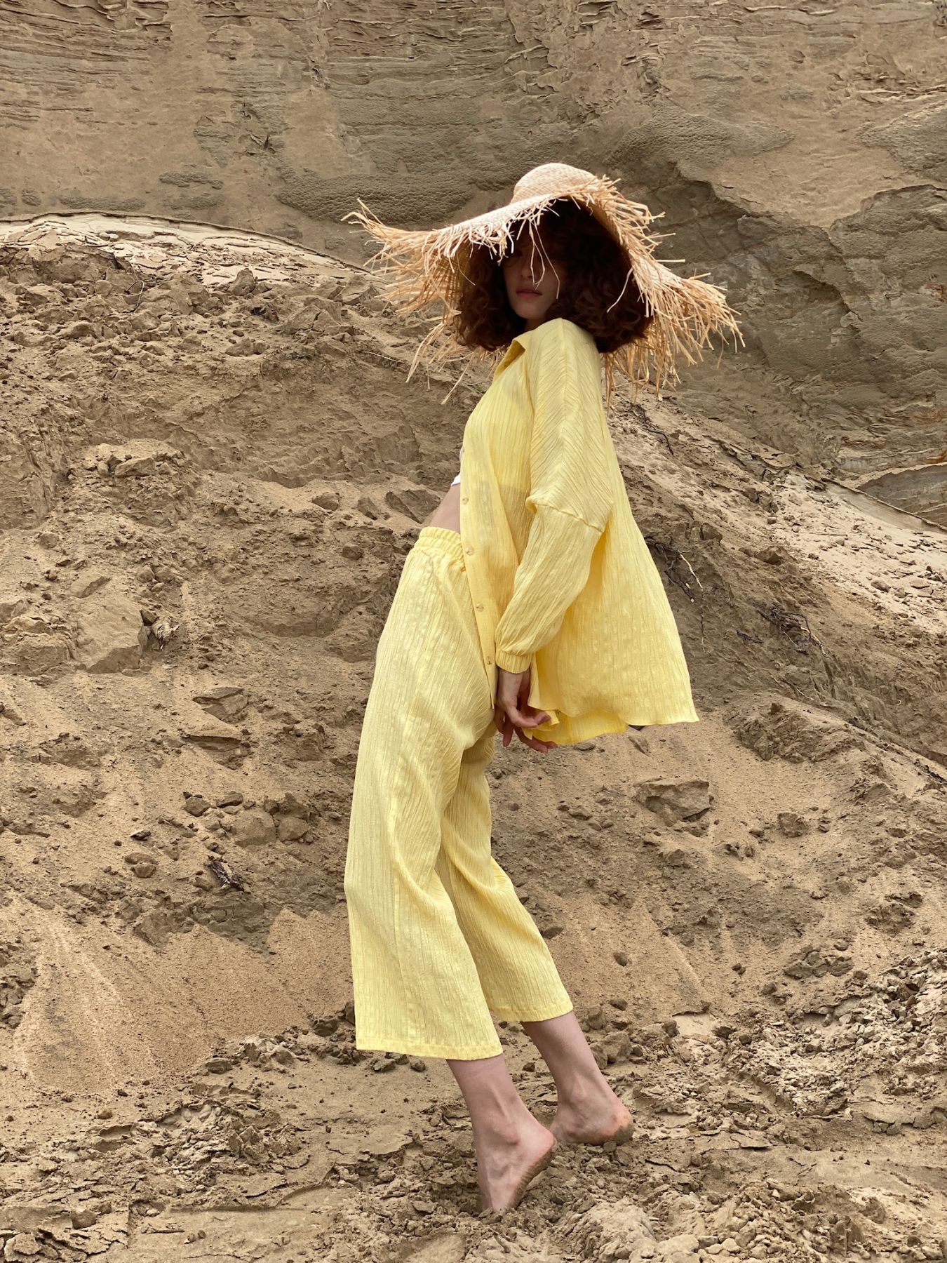6819 Костюм в пижамном стиле с кюлотами Sunny Yellow