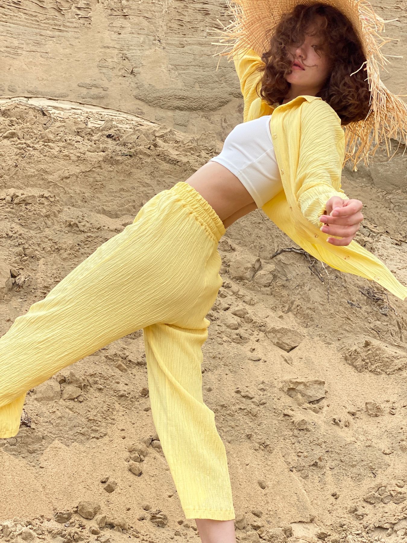 6819 Костюм в пижамном стиле с кюлотами Sunny Yellow