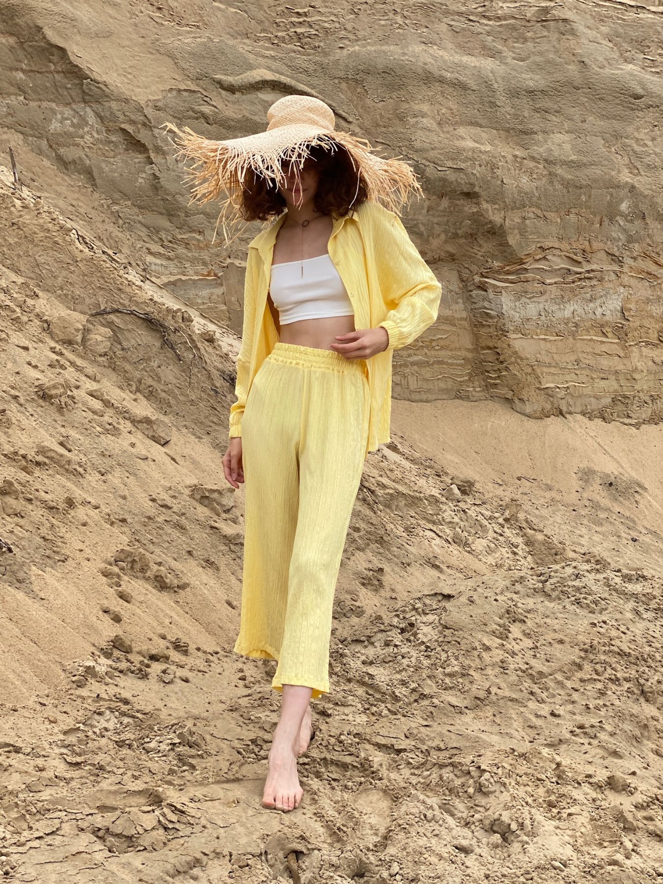 6819 Костюм в пижамном стиле с кюлотами Sunny Yellow
