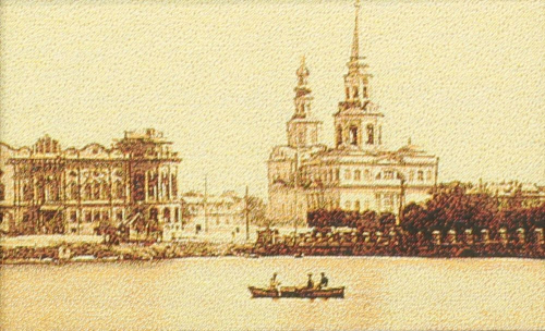 Екатеринбург. Старинная гравюра 1802-6hK Купон 20х40см 1327