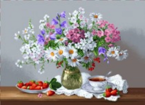 Клубничное настроение Флоксы Купон 100х70 см 3166