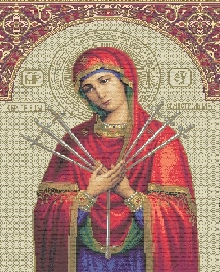Икона Богородица Семистрельная 2780-6hK Купон 25х35 см  2414