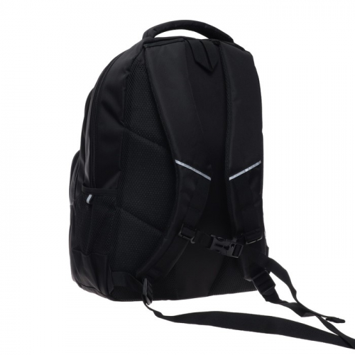 Рюкзак молодёжный Grizzly, 45 х 32 х 23 см, эргономичная спинка, чёрный/бирюзовый