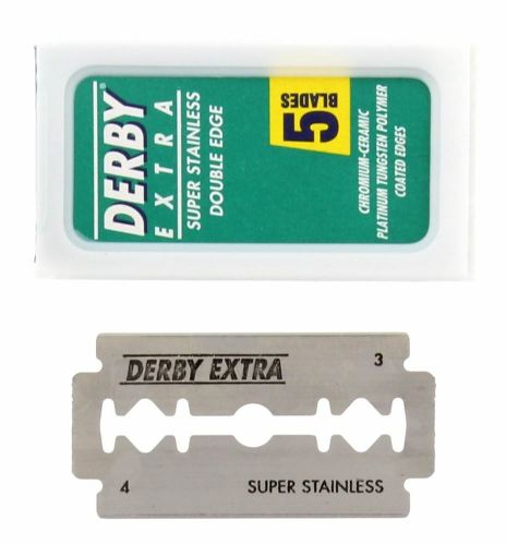 Лезвия для бритья классические двусторонние Derby Extra 5шт. (20X5шт. =100 лезвий) в картонном блоке (Pillar Box.)
